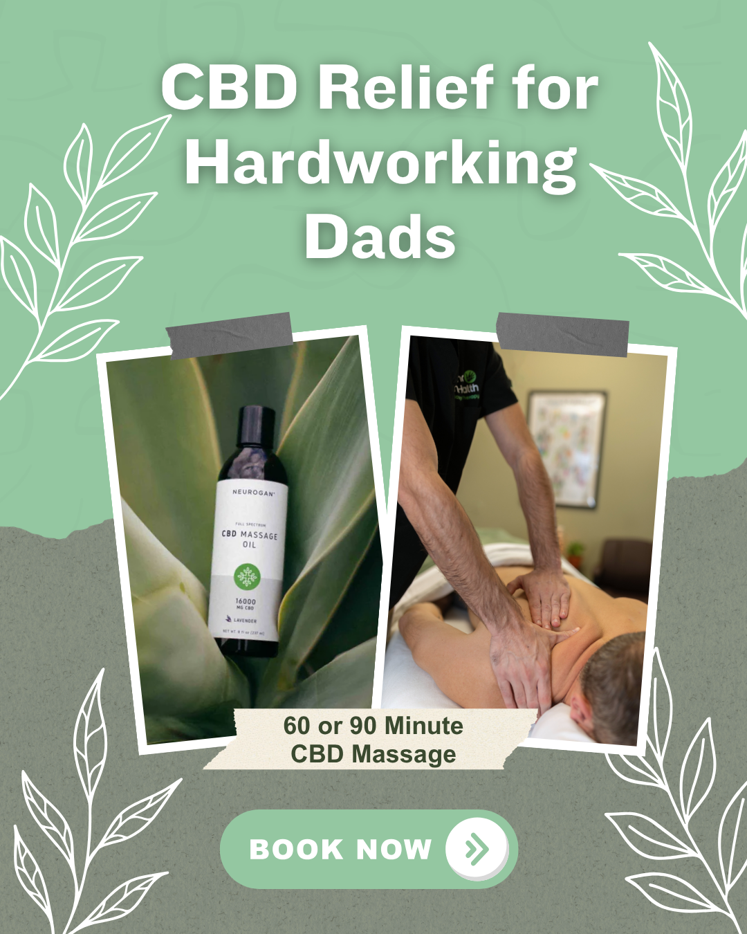 CBD Massage at Hand in Health Massage Therapy Syracuse for Father's Day Recovery