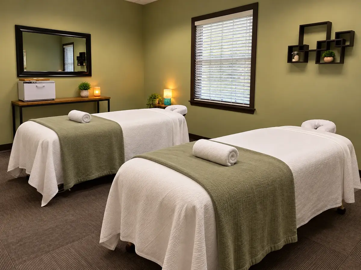 Couples massage room at Hand in Health in Syracuse, NY